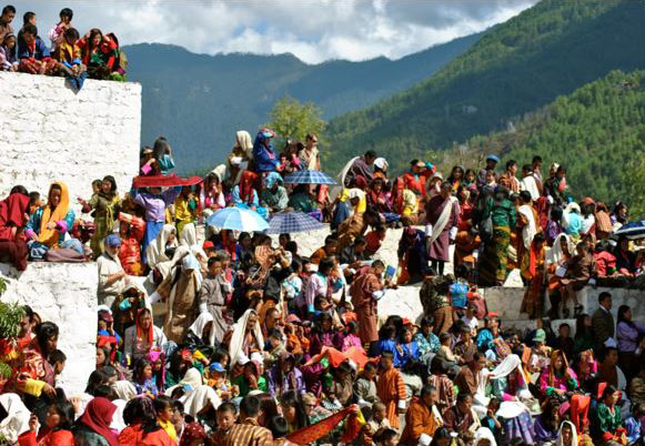 Spectators at the Thimphu Tsechu