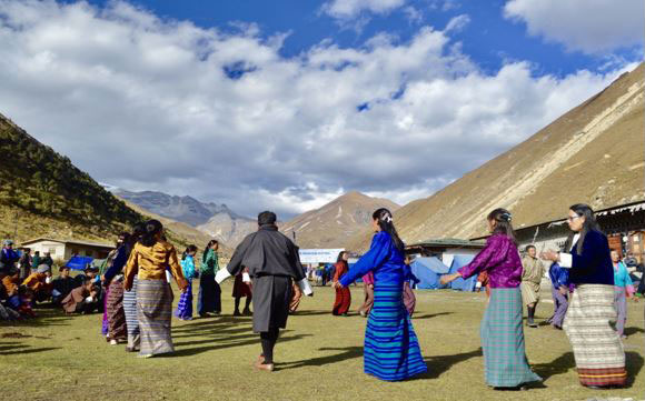 Dancing at the Jhomolhari Mountain Festival